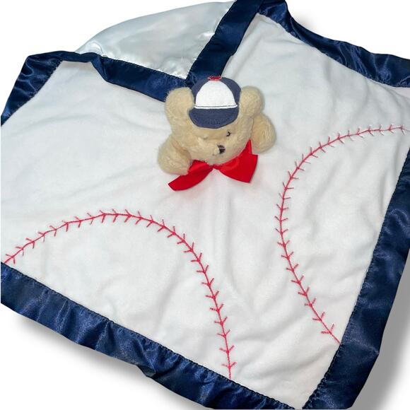 Bearington 18" Baby Lovey Lil Slugger Baseball Bear Snuggler Security Blanket - Picture 9 of 12